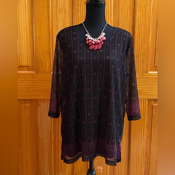 CSC Studio Tops - CSC Studio Chic Black and Purple Women's Blouse Size Large